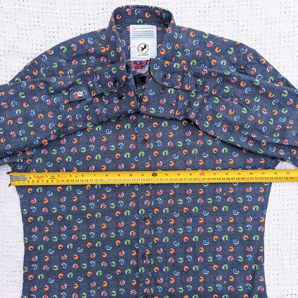 A Fish Named Fred Shirt Men's Button Up Long Sleeve Stretch Helmets Size M - Picture 6 of 11